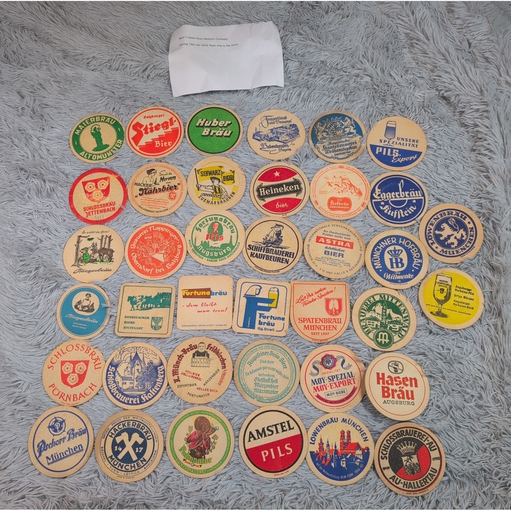 Vintage German European Foreign Beer Coasters Pub Bar Rare Lot of 38